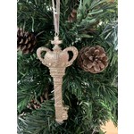 Gold Glitter Fleur De Lys Key Tree Decoration  - C