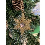 Multi Coloured Peacock & Gold Glitter Snowflake with Jewel Tree Decoration - A