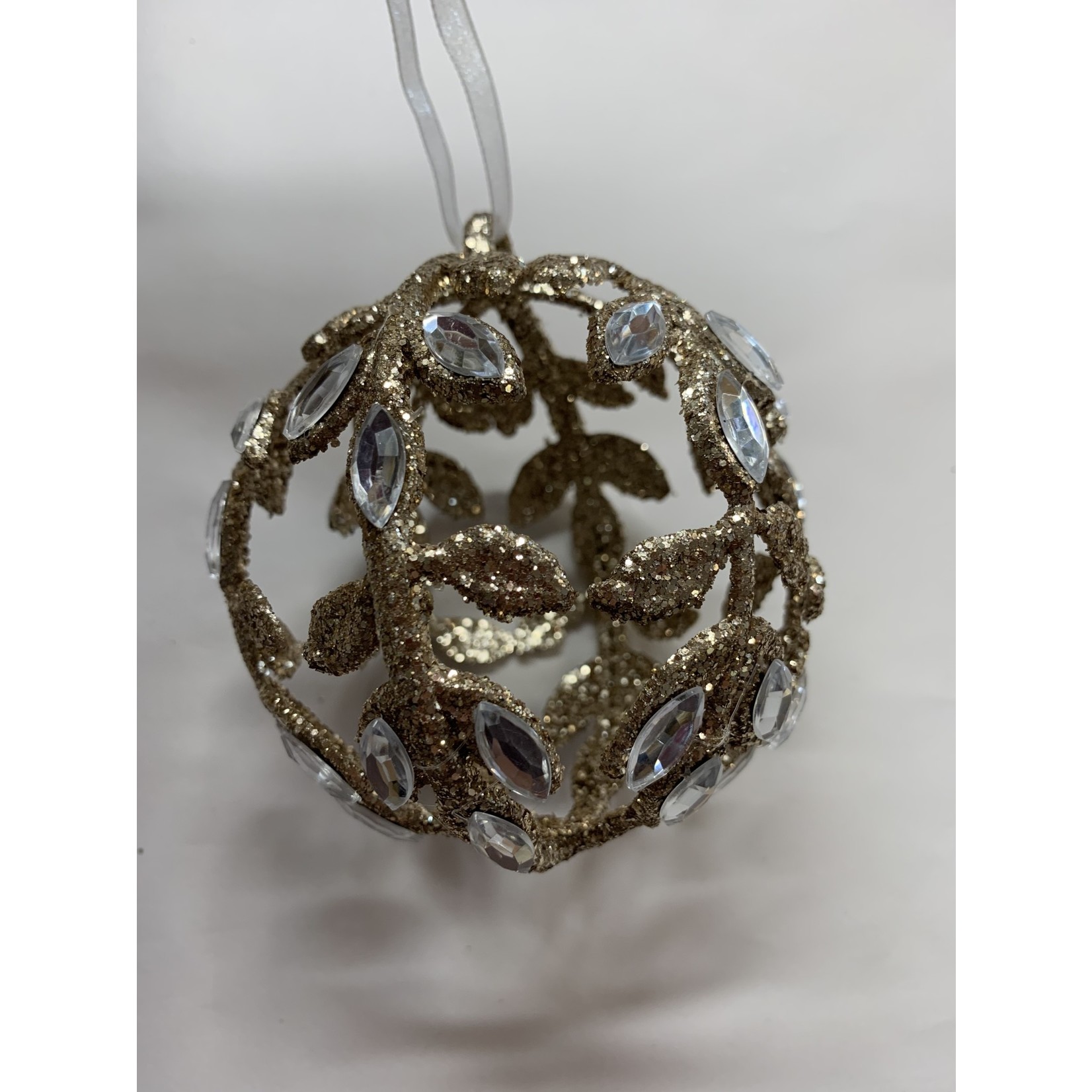 Gold Glitter Acrylic Diamanté Ball Christmas Decoration