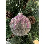 Crushed Clear Glass Bauble with Pink, Lilac & Pearl Tree Decoration