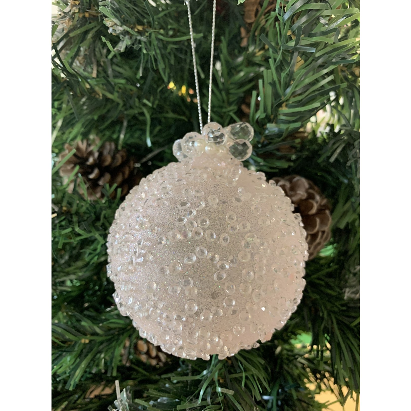 Pale Pink Beaded Glass Bauble Tree Decoration