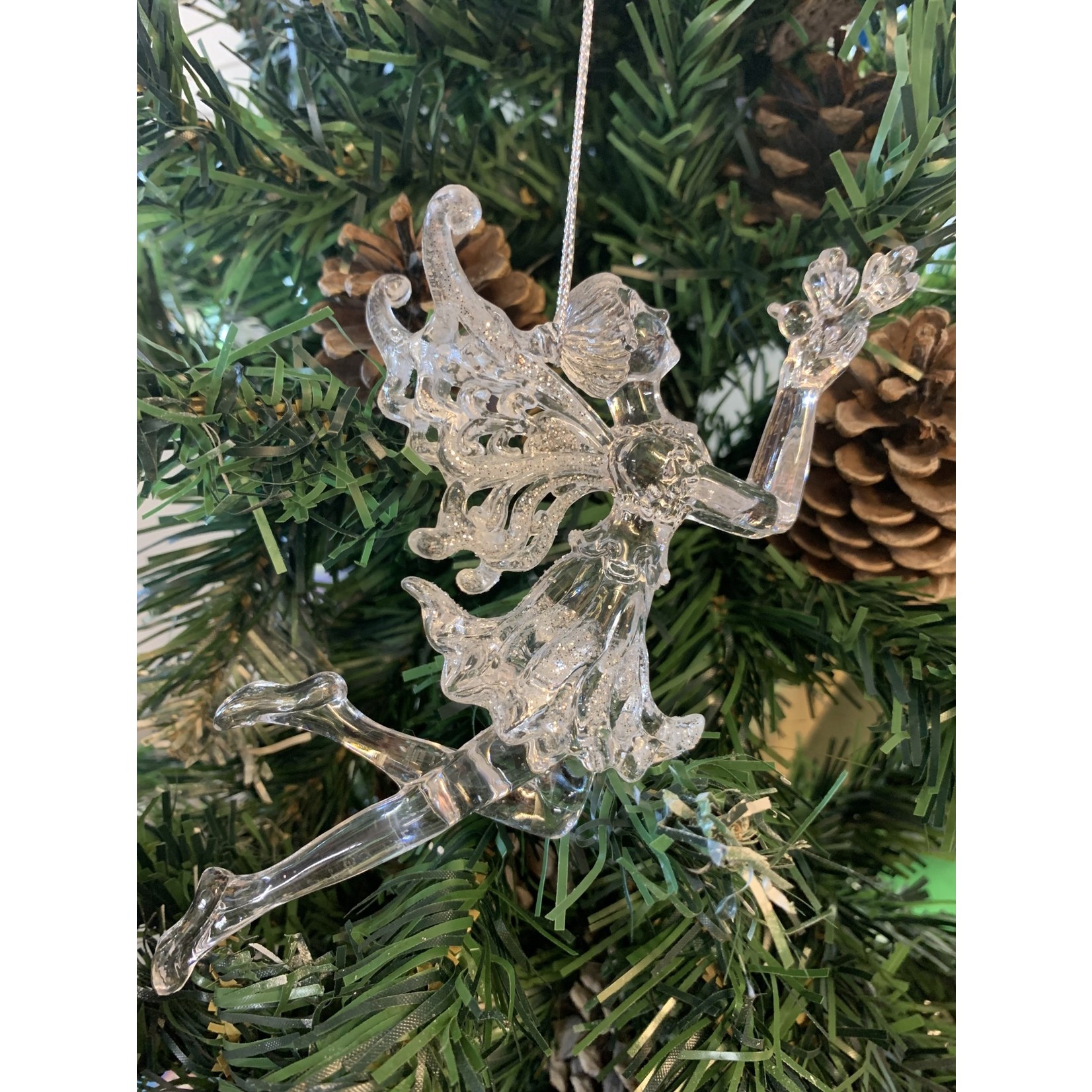 Iridescent Glitter Acrylic Fairy Head Up Tree Decoration