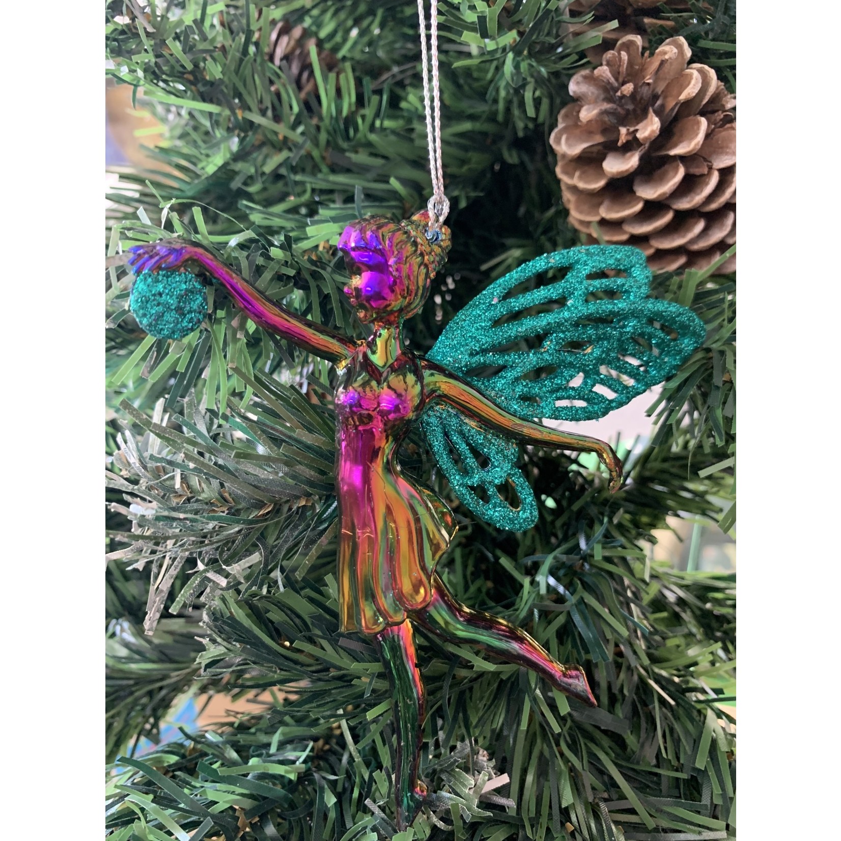 Petrol Blue Fairy with Bauble Tree Decoration