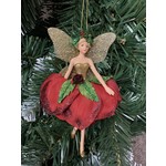 Gisela Graham Red Resin & Fabric Flower Fairy Arms Down Hanging Decoration
