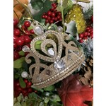 Gold Glitter Crown Tree Decoration with Crystals
