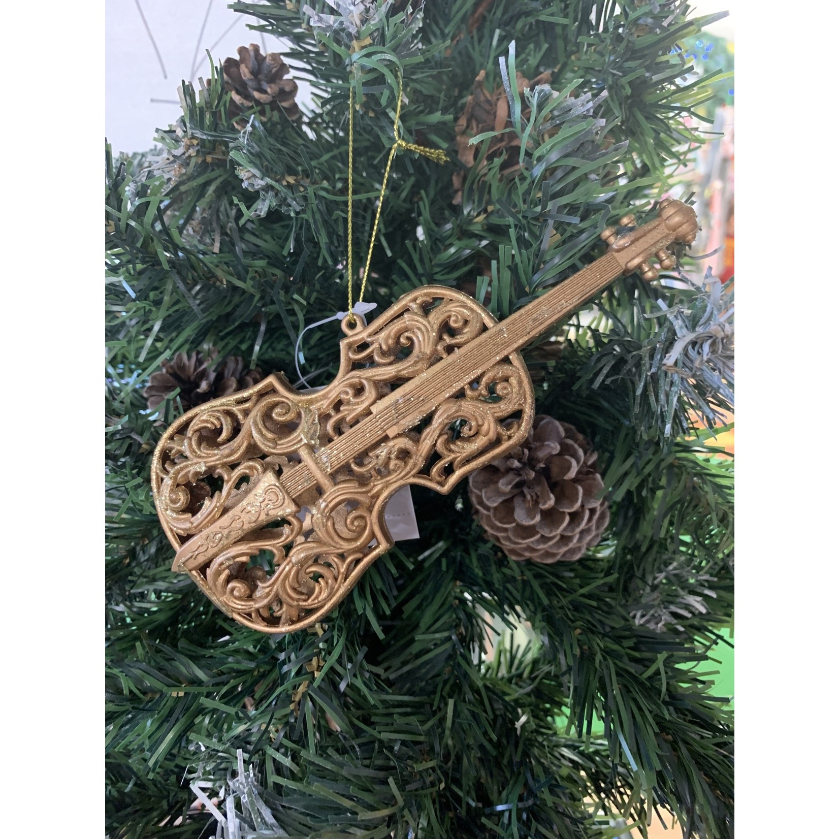 Old Gold Filigree Instrument Tree Decoration - A