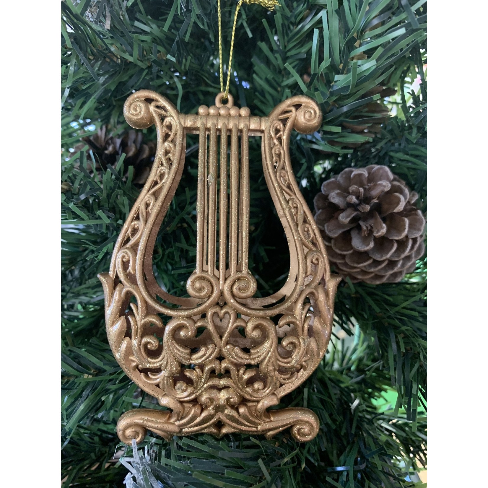Old Gold Filigree Instrument Tree Decoration - B