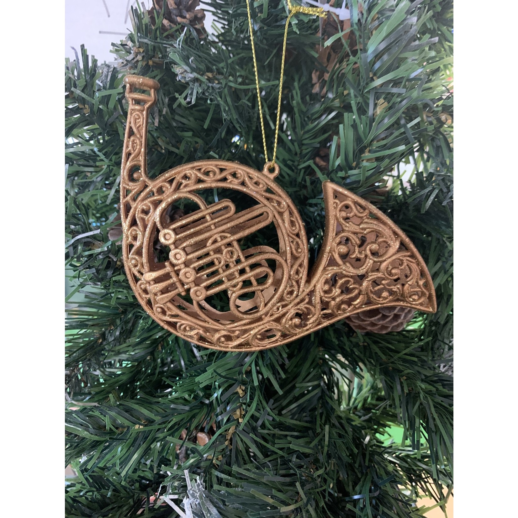 Old Gold Filigree Instrument Tree Decoration - C