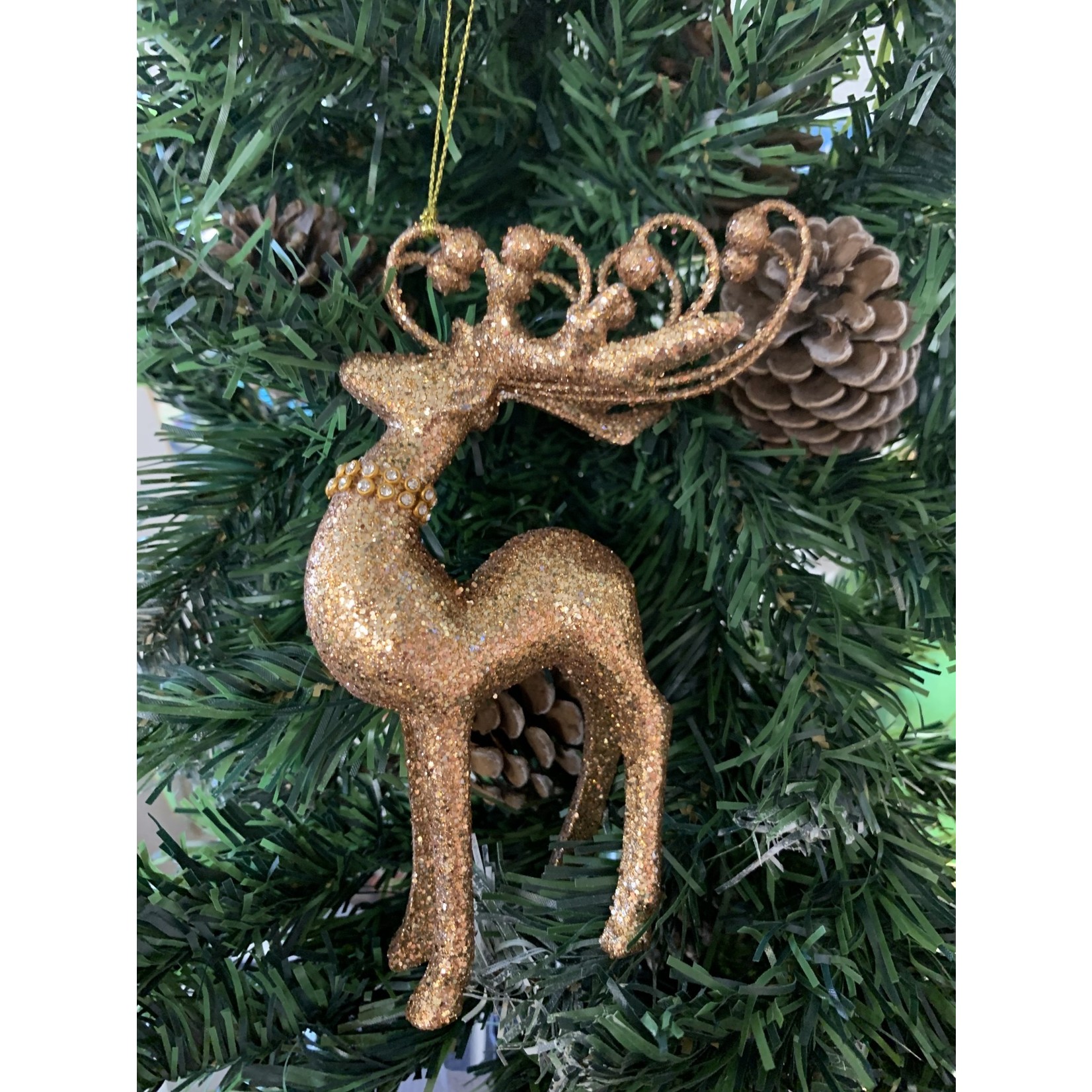 Copper Glittered Stag Tree Decoration - B