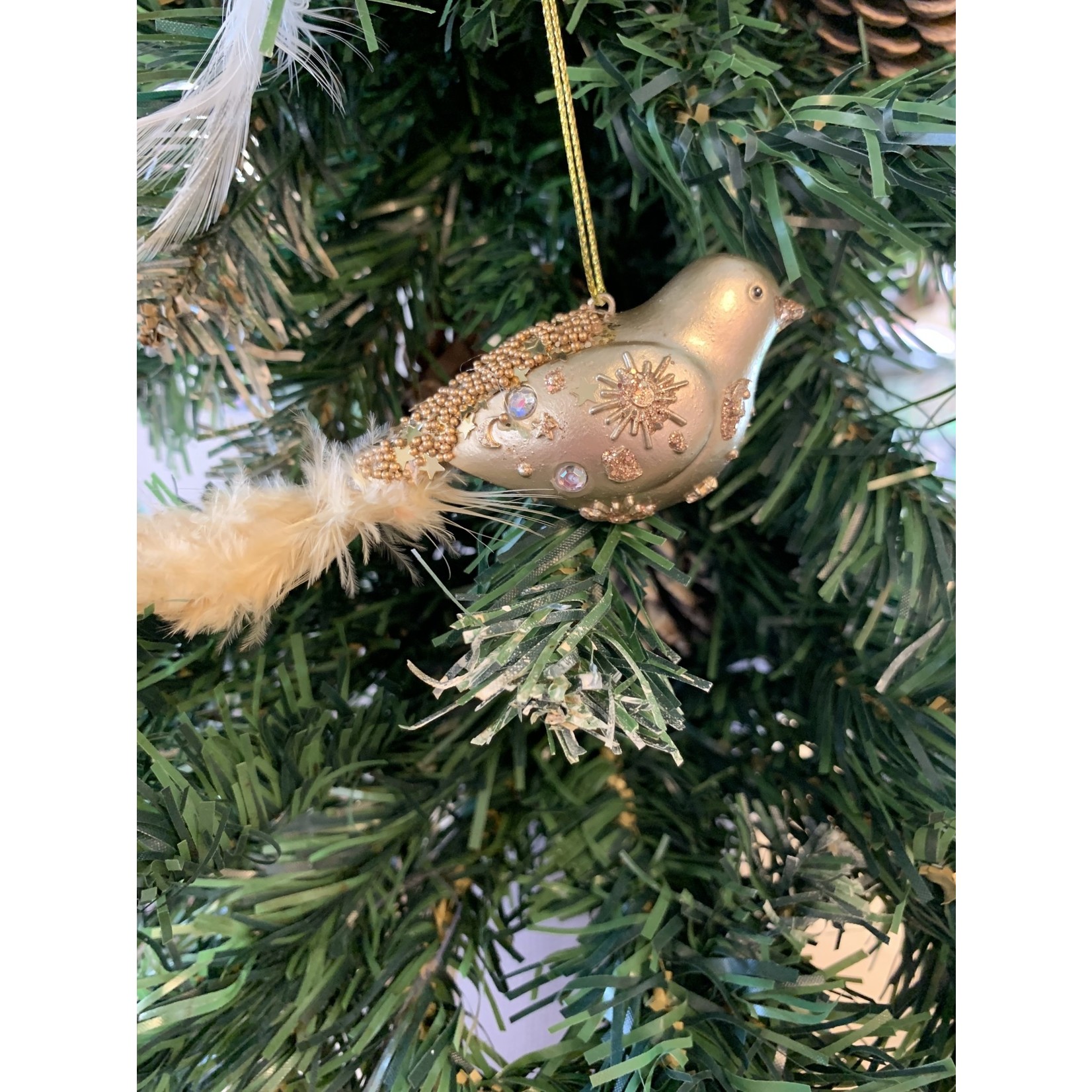 Gold Resin Bird Tree Decoration