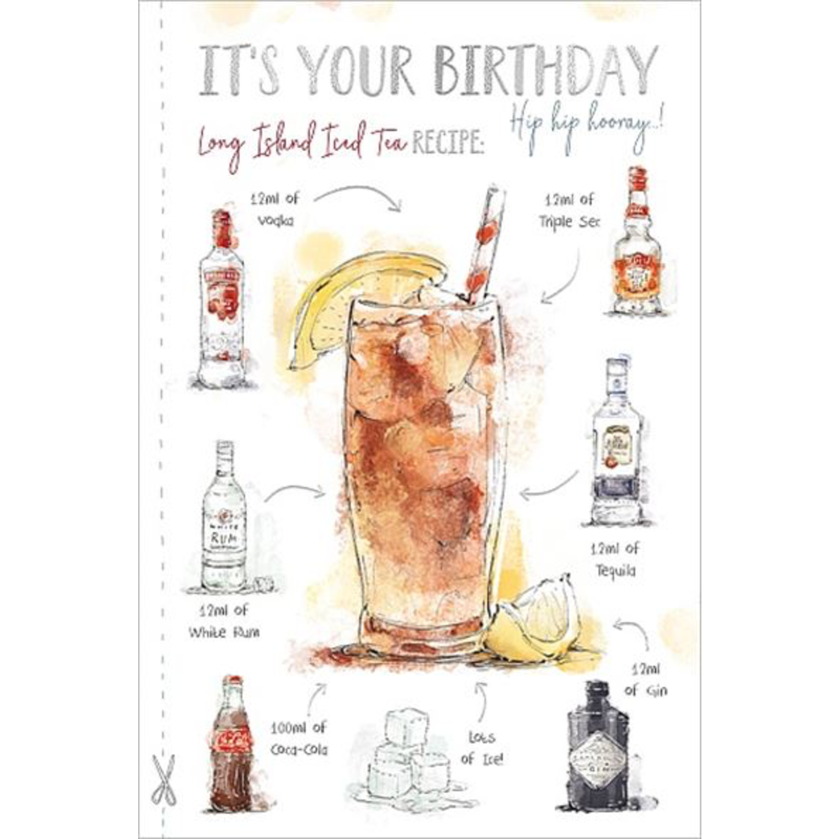 Wishing Well Studios Birthday Long Island Iced Tea Greeting Card