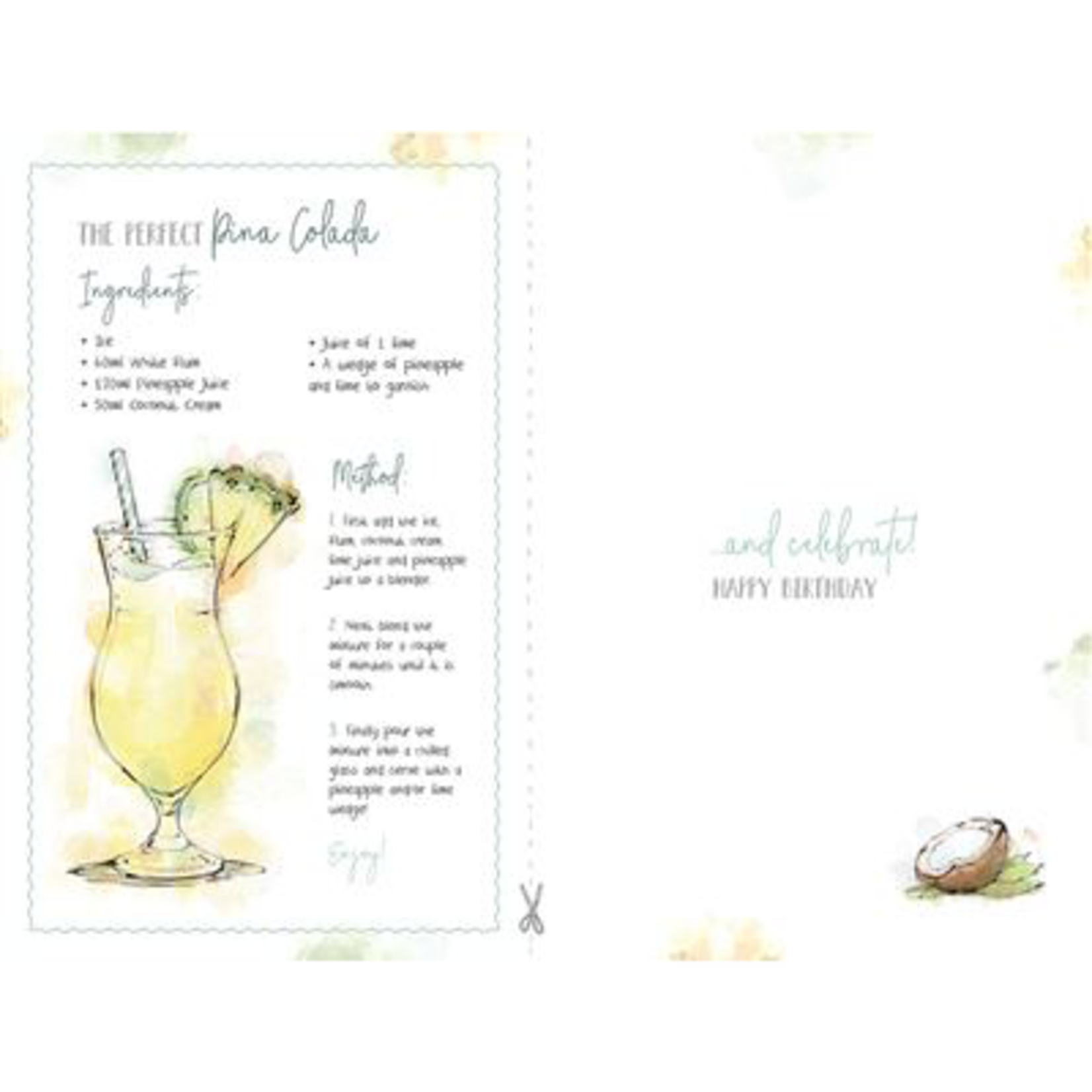 Wishing Well Studios Birthday Pina Colada Greeting Card