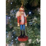 Gisela Graham Glittered Red, Blue & Gold Wooden Nutcracker Hanging Decoration