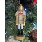 Gisela Graham Glittered Gold Wooden Nutcracker Hanging Decoration