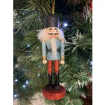 Gisela Graham Glittered Light Blue Wooden Nutcracker Hanging Decoration