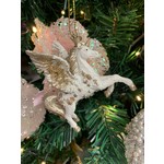 Gisela Graham Gold & Cream Resin Flying Unicorn Hanging Decoration