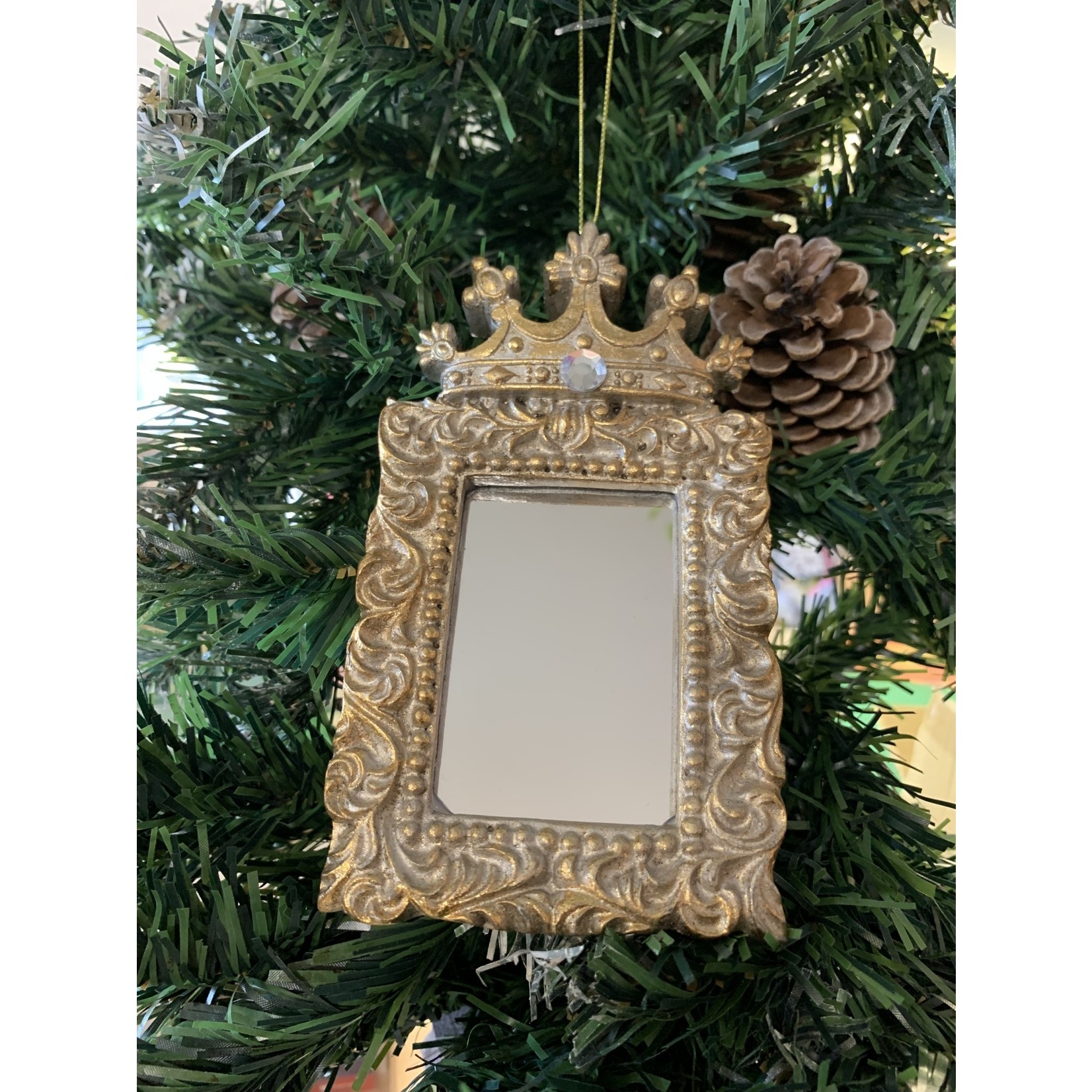 Gold Resin Antique Style Mirror Tree Decoration - C