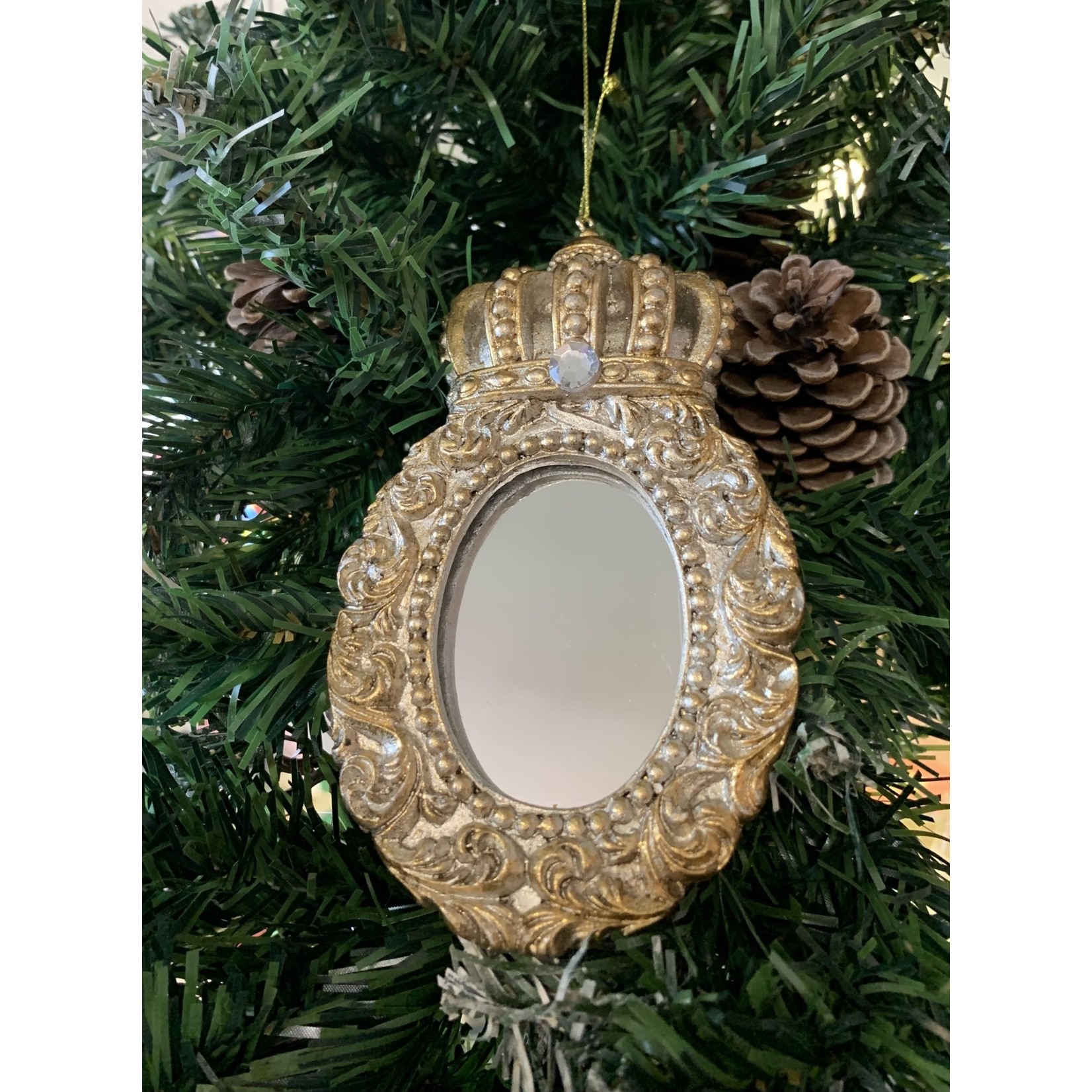 Gold Resin Antique Style Mirror Tree Decoration - B