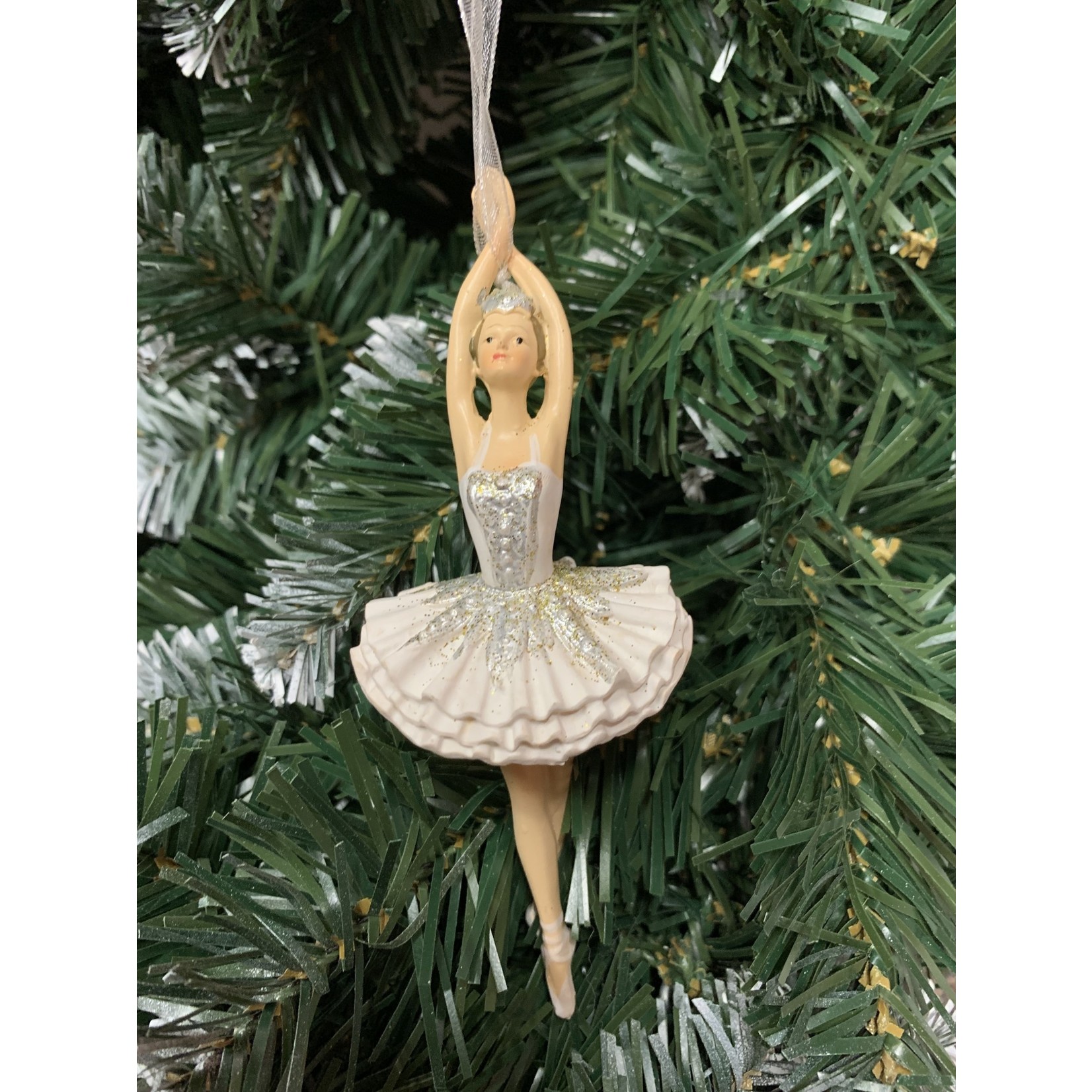 Gisela Graham White Resin Ballerina Arms Up Hanging Decoration