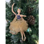 Gisela Graham Cream, Blue & Gold Resin & Fabric Fairy Arm Up Tree Decoration