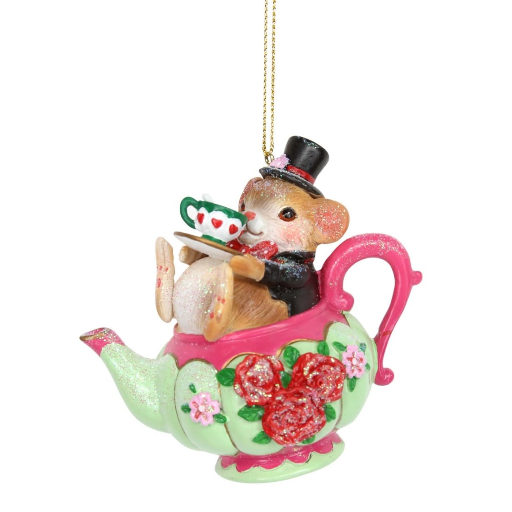 Gisela Graham Dormouse in Teacup Resin Hanging Decoration