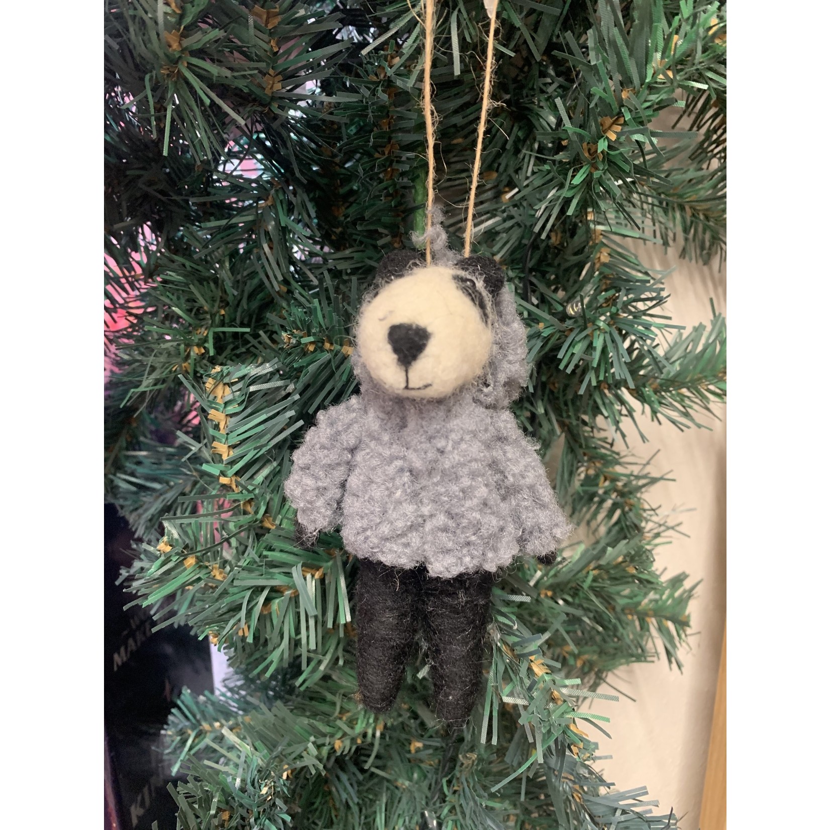 Mixed Wool Badger in Grey Jumper Hanging Decoration