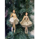 Gisela Graham Resin & Fabric Cream / Gold Velvet  Fairy Hanging Decoration (2 designs to pick from)