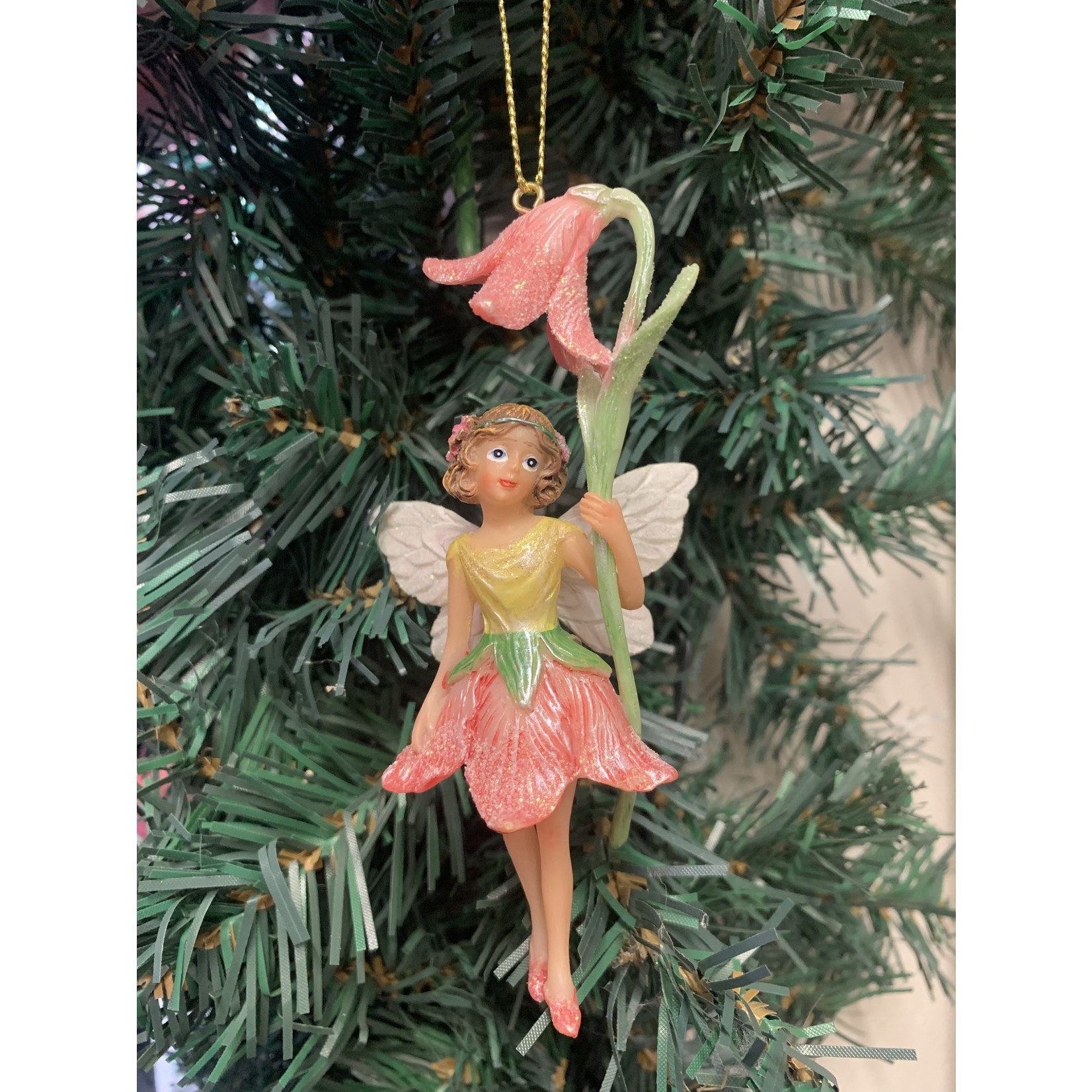 Gisela Graham Resin Pastel Pink Flower Fairy Hanging Decoration