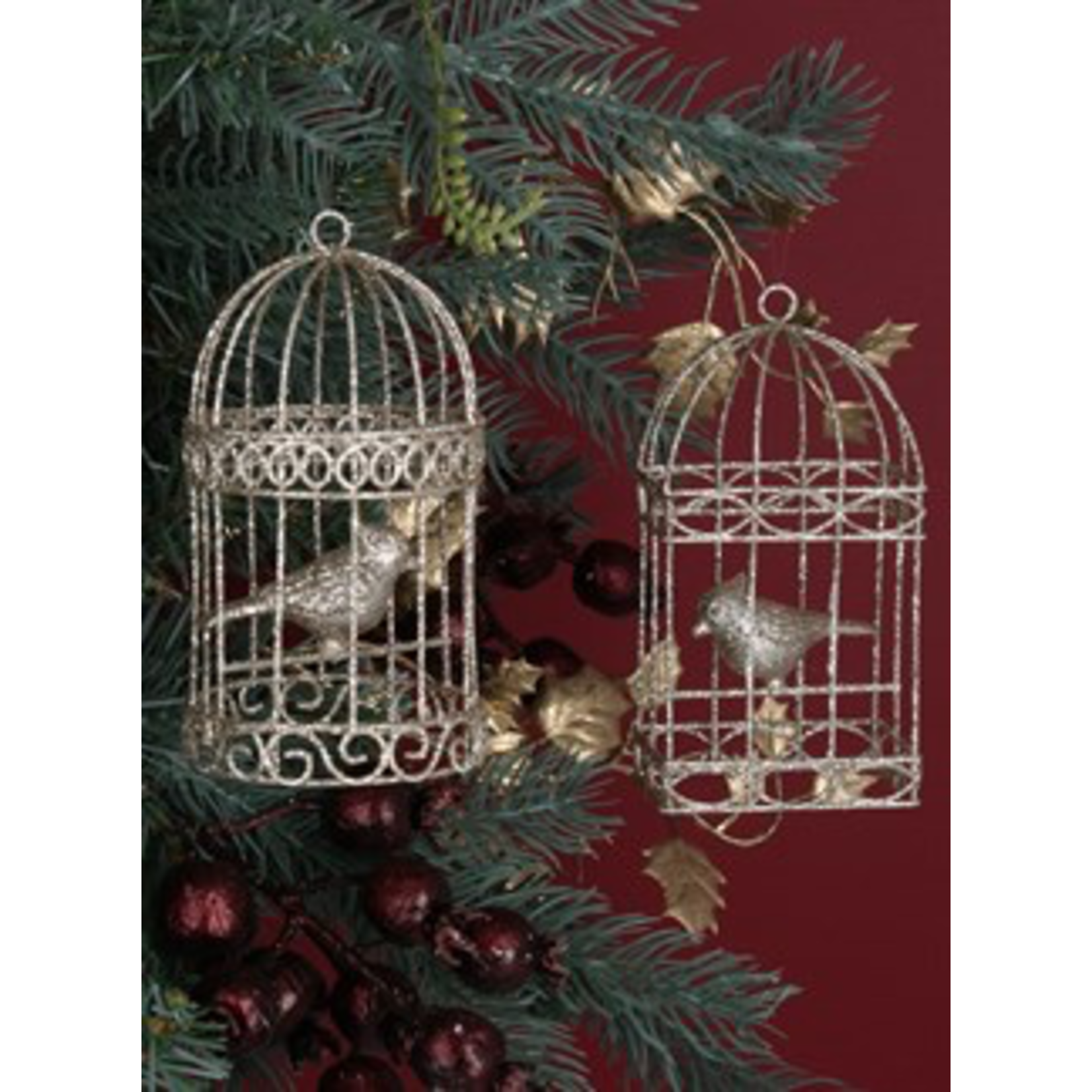 Gold Wire Bird in Cage Decoration ( 2 designs to pick from )