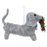 Wool Mix Dachshund w/Wreath Decoration