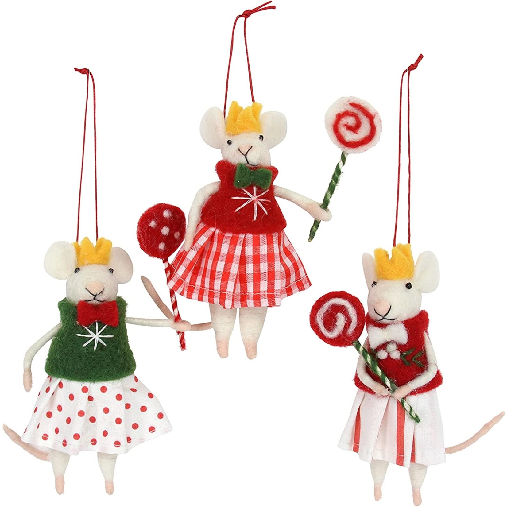 Wool Mix Mice Girls with Lollipop Decoration (3 designs to pick from)