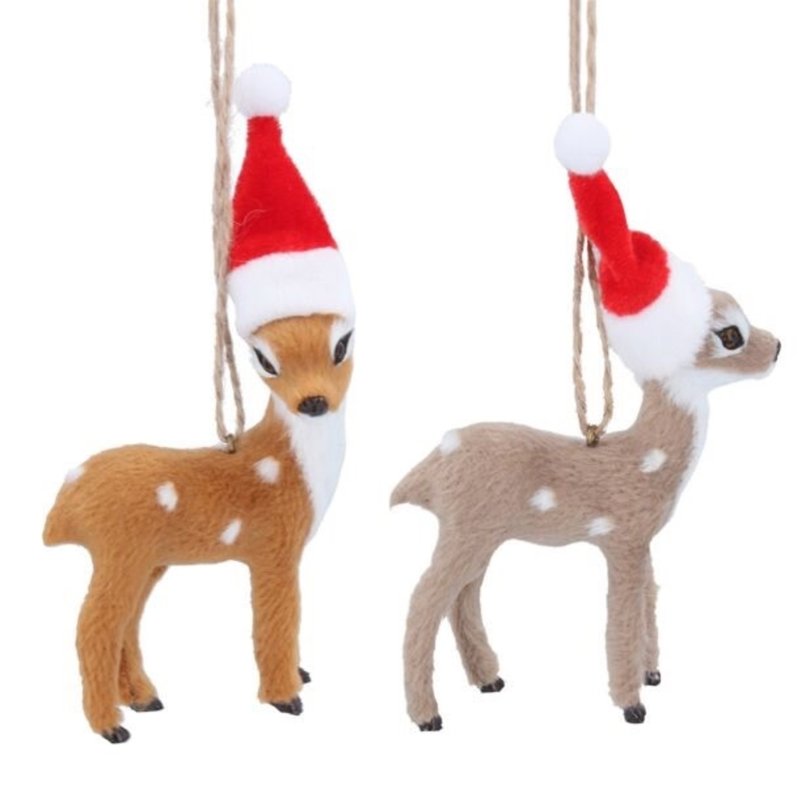 Faux Fur Deer with Santa Hat Decoration ( 2 designs to pick from)