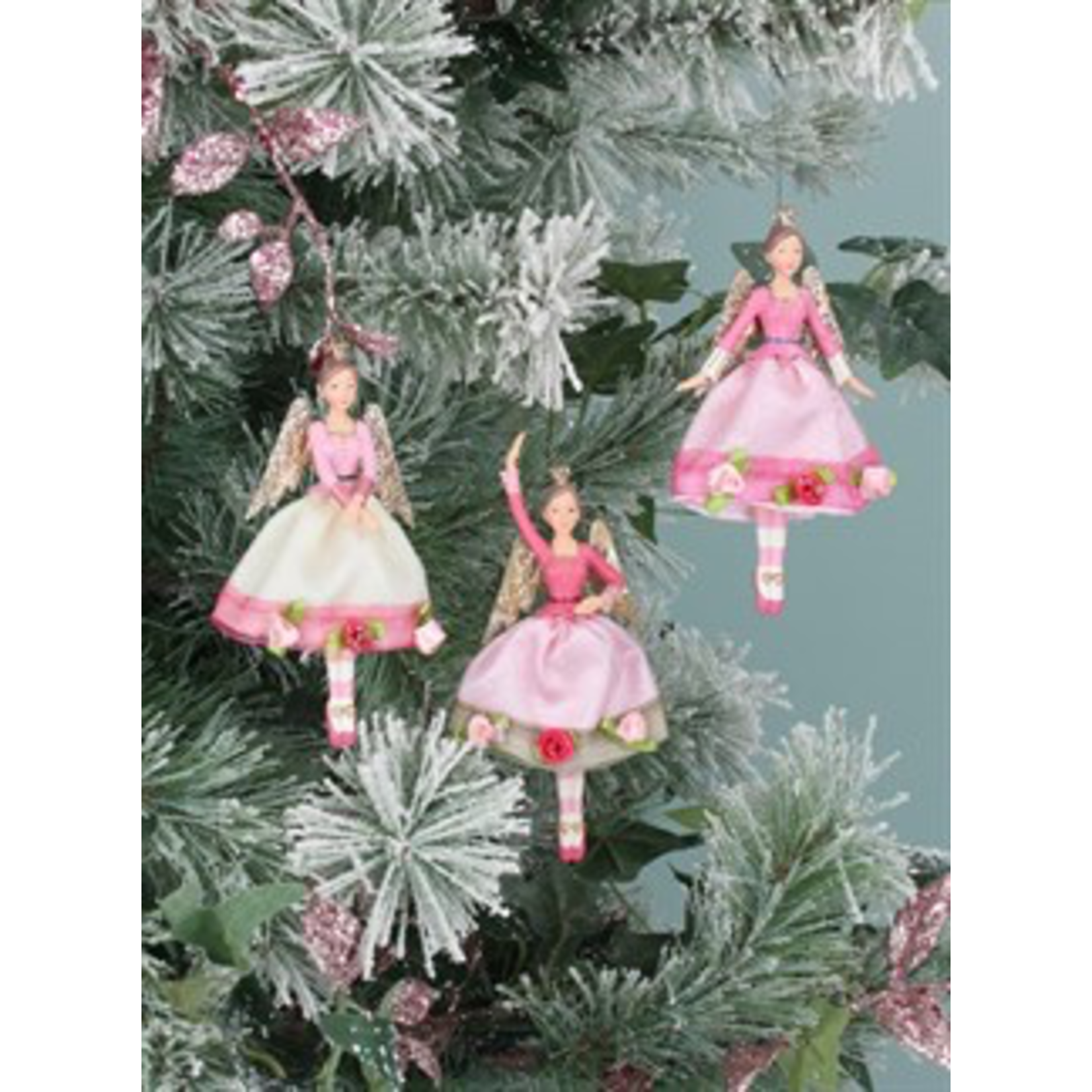 Lux Rose Ball Resin & Fabric Fairy Decoration ( 3 designs to pick from )