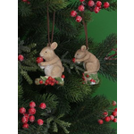 Resin Mouse on Twig with Berries Christmas Decoration ( 2 designs to pick from)