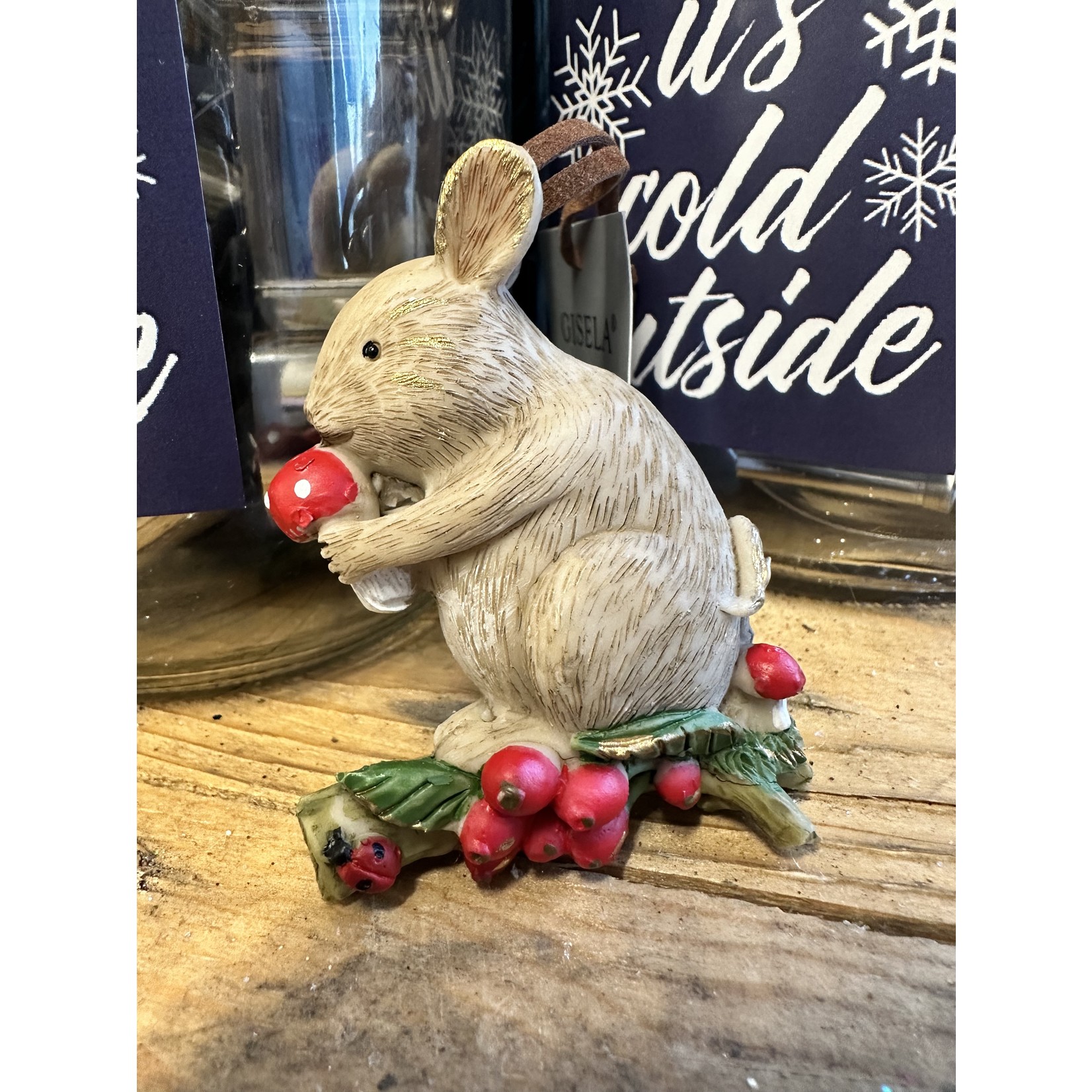 Resin Mouse on Twig with Berries Christmas Decoration ( 2 designs to pick from)
