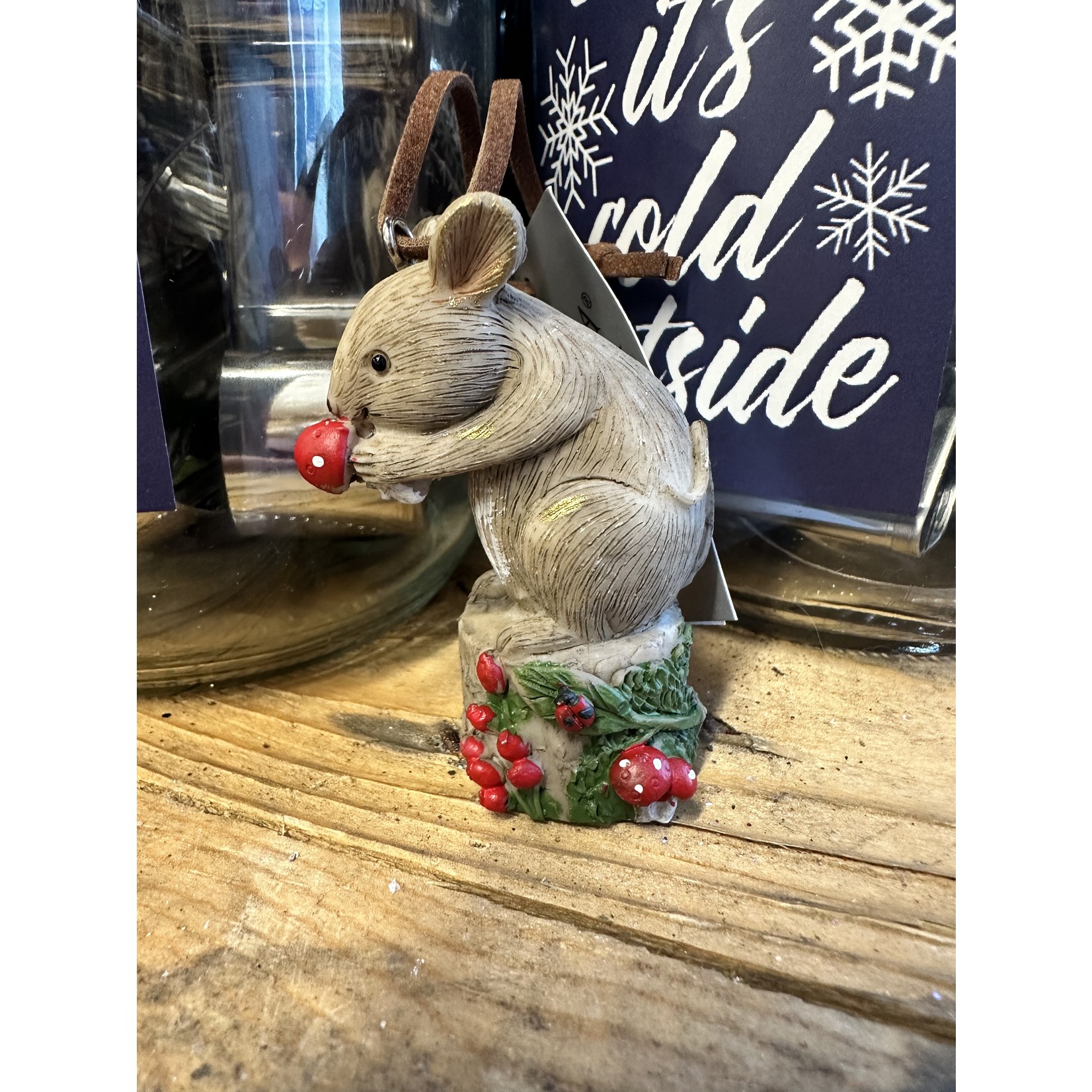 Resin Mouse on Twig with Berries Christmas Decoration ( 2 designs to pick from)