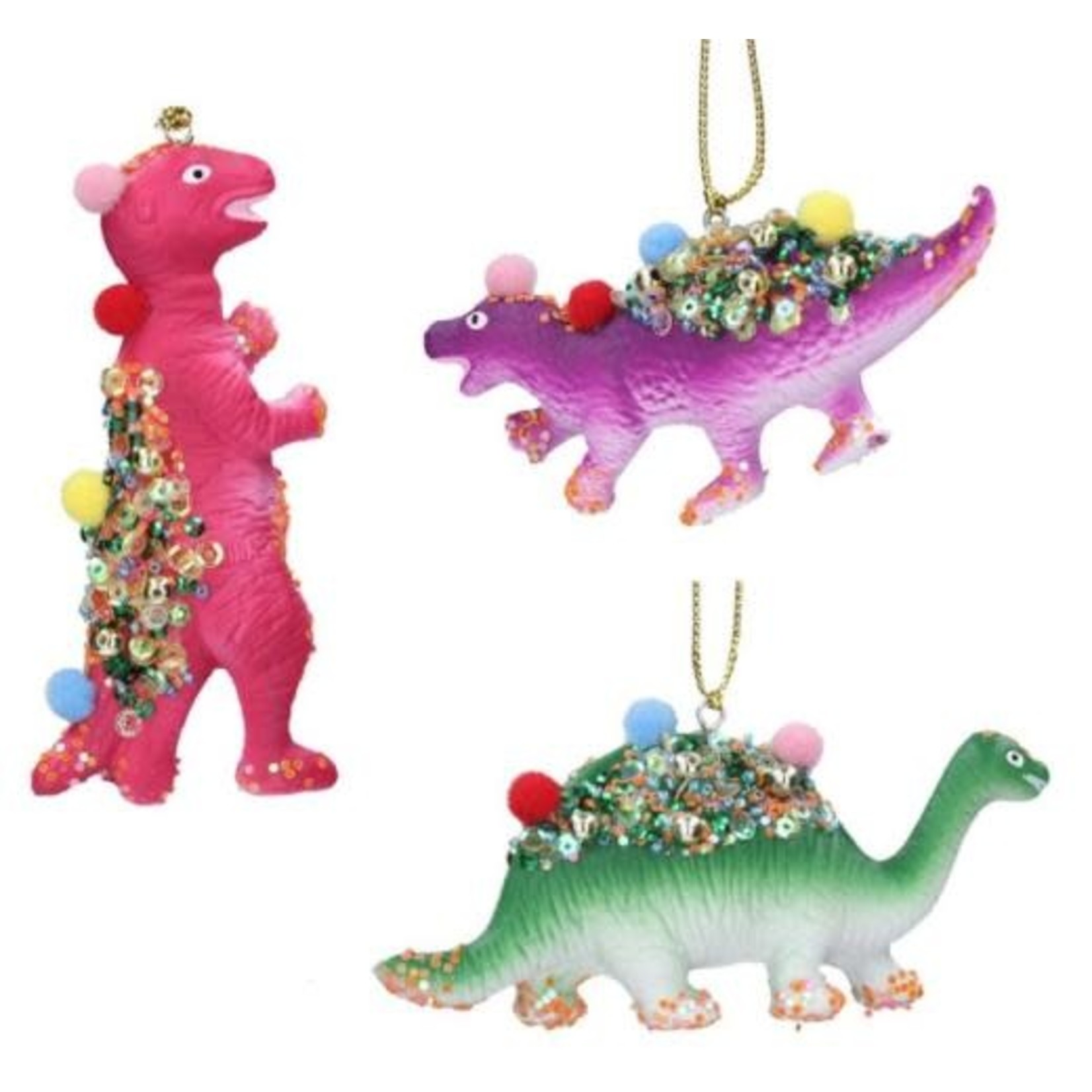 Multicoloured Dinosaur with Pom-poms Decoration