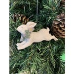 White Resin Hare with Wreath Jumping Tree Decoration