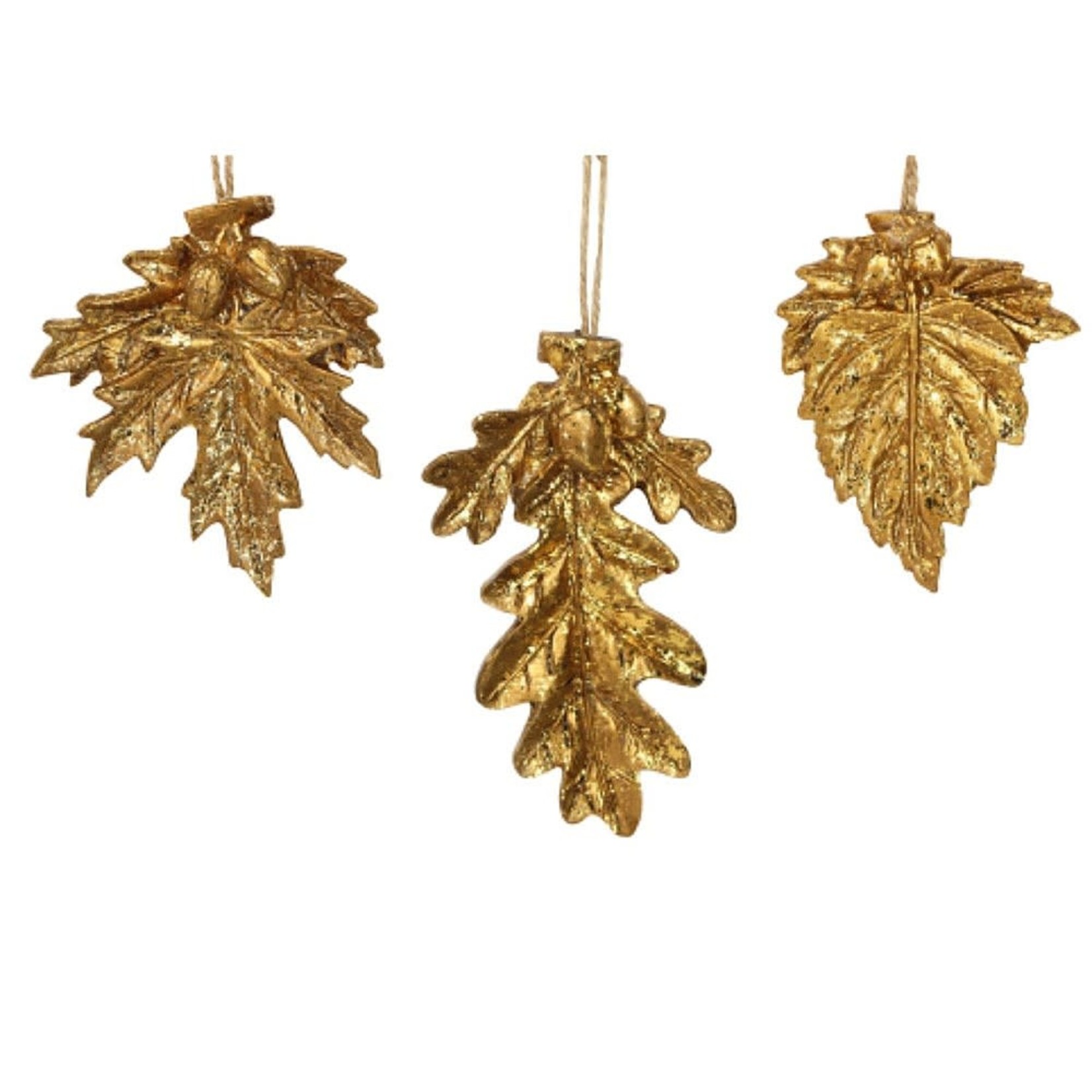 Gold Glittered Leaf with Acorns Christmas Decoration ( 3 designs to pick from)