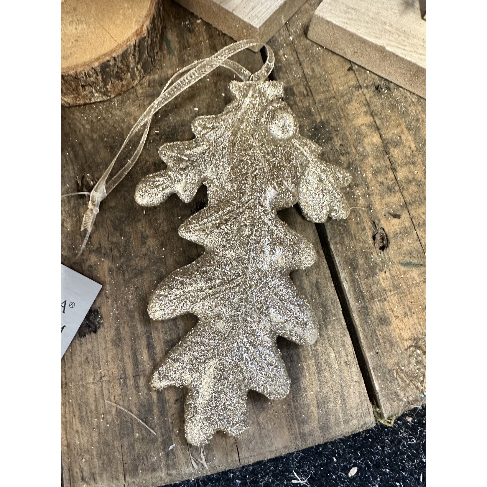 Gold Glittered Leaf with Acorns Christmas Decoration ( 3 designs to pick from)