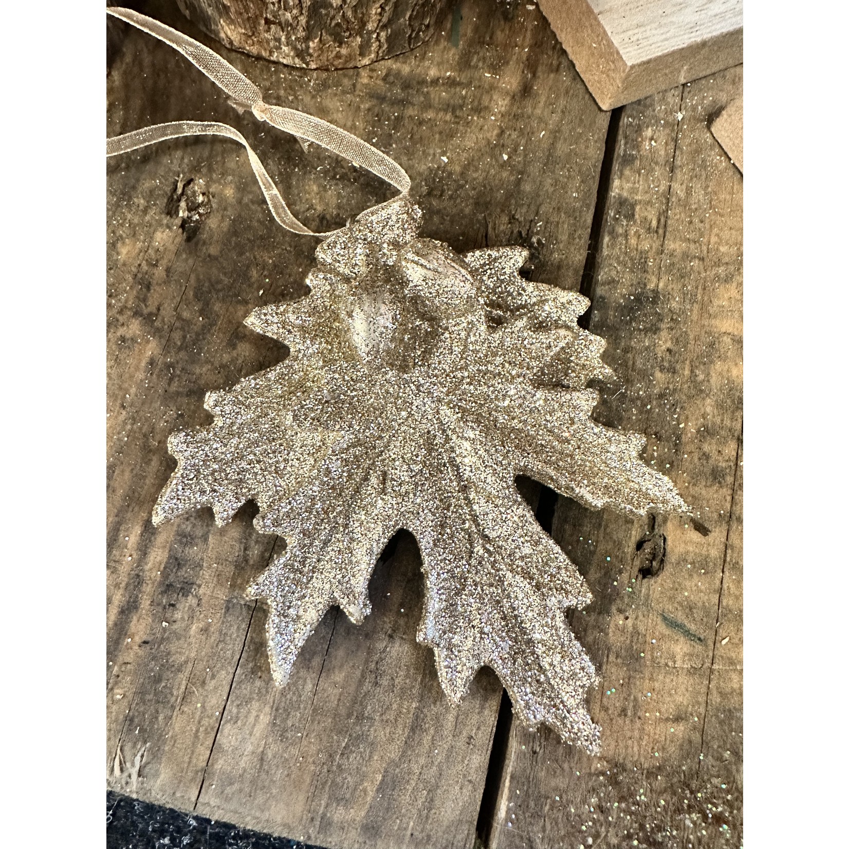 Gold Glittered Leaf with Acorns Christmas Decoration ( 3 designs to pick from)