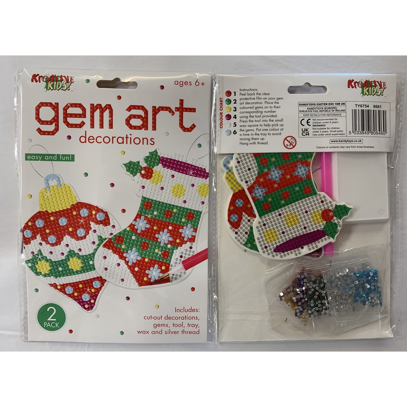 Kreative Kids Gem Art Christmas Decorations Kit - Stockings