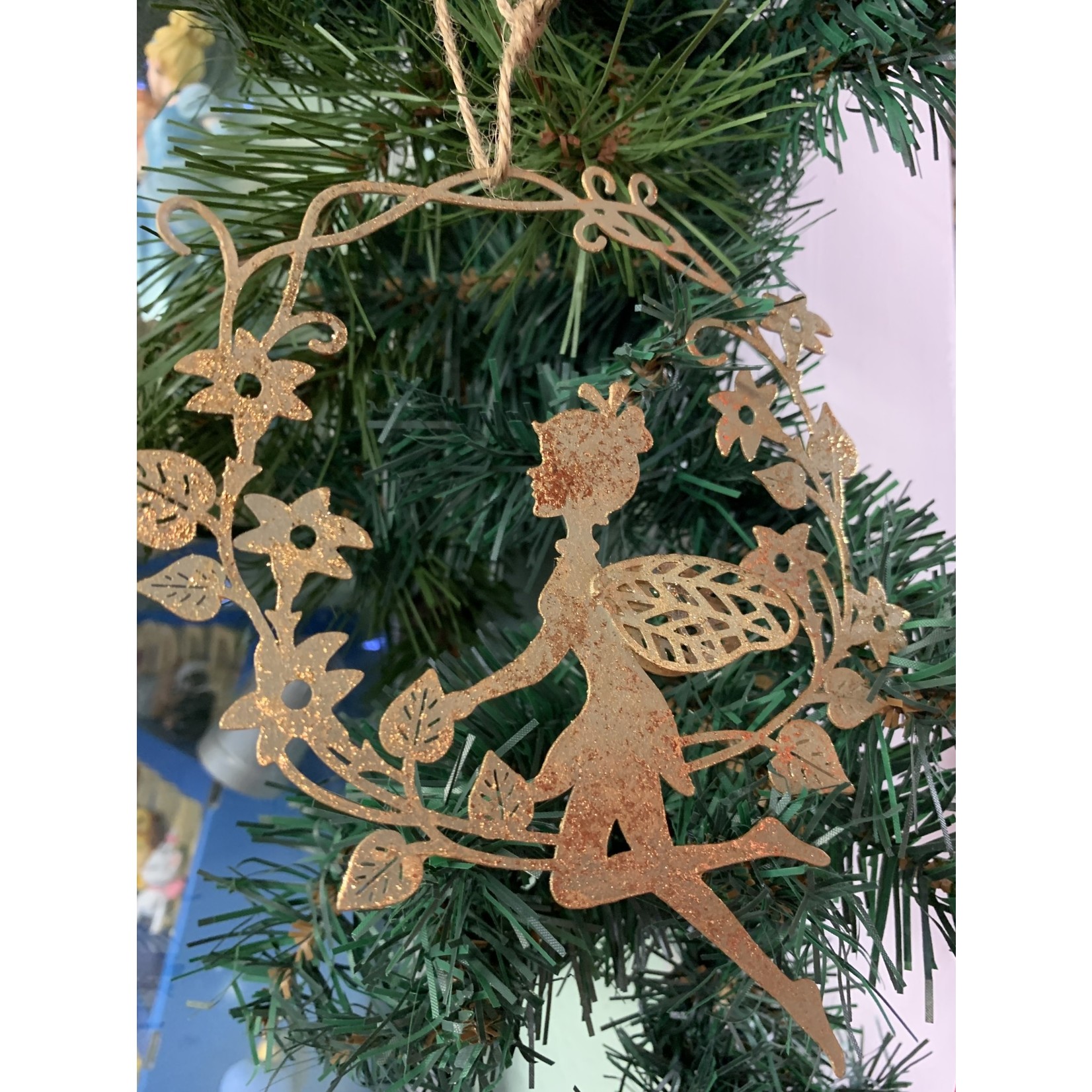 Gisela Graham Gold Metal Fairy in Ring Decoration