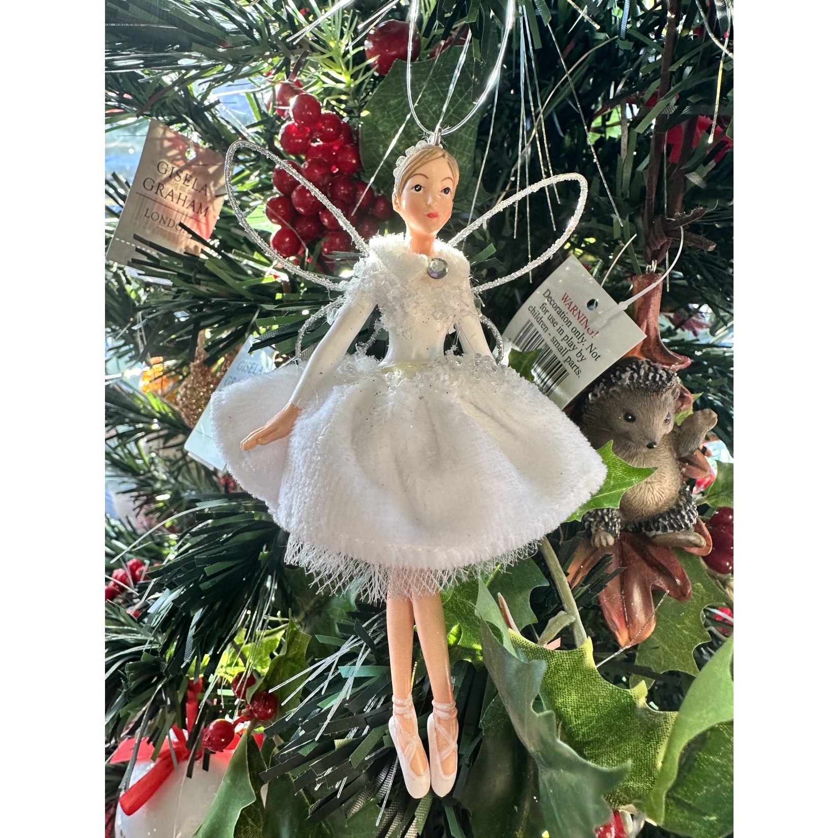 Resin & Fabric White Fairy Christmas Decoration