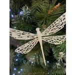 Gisela Graham White Glitter Dragonfly Clip Decoration