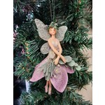 Gisela Graham Resin & Fabric Winter Dreams Fairy Large - Arms Crossed Hanging Decoration