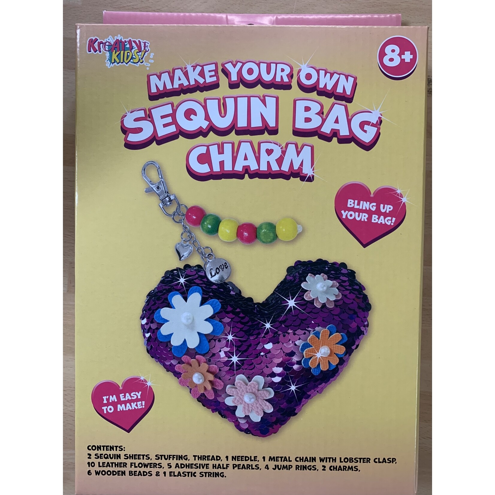 Kreative Kids Make Your Own Sequin Bag Charm - Heart
