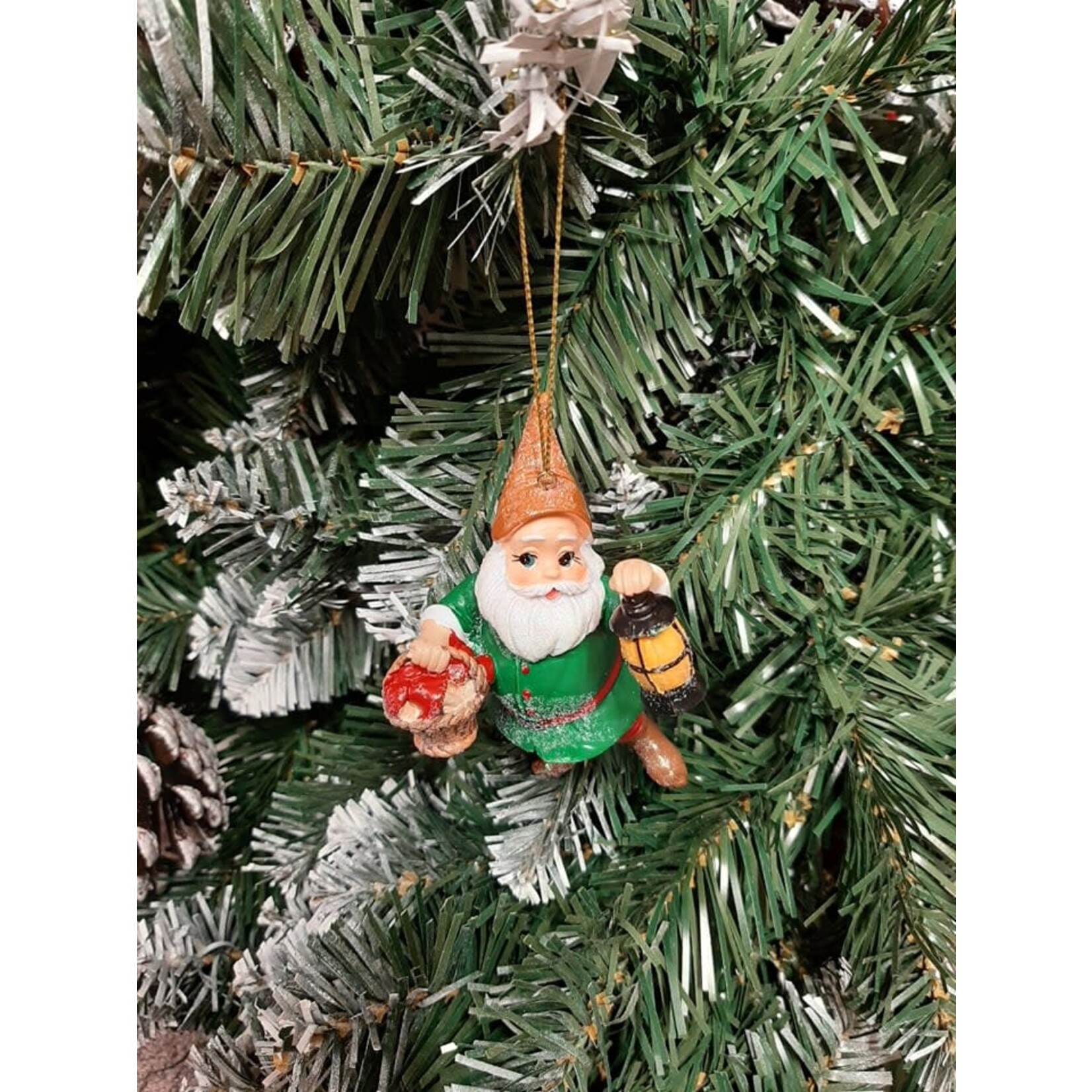 Gisela Graham Resin Dwarf with Basket Hanging Decoration