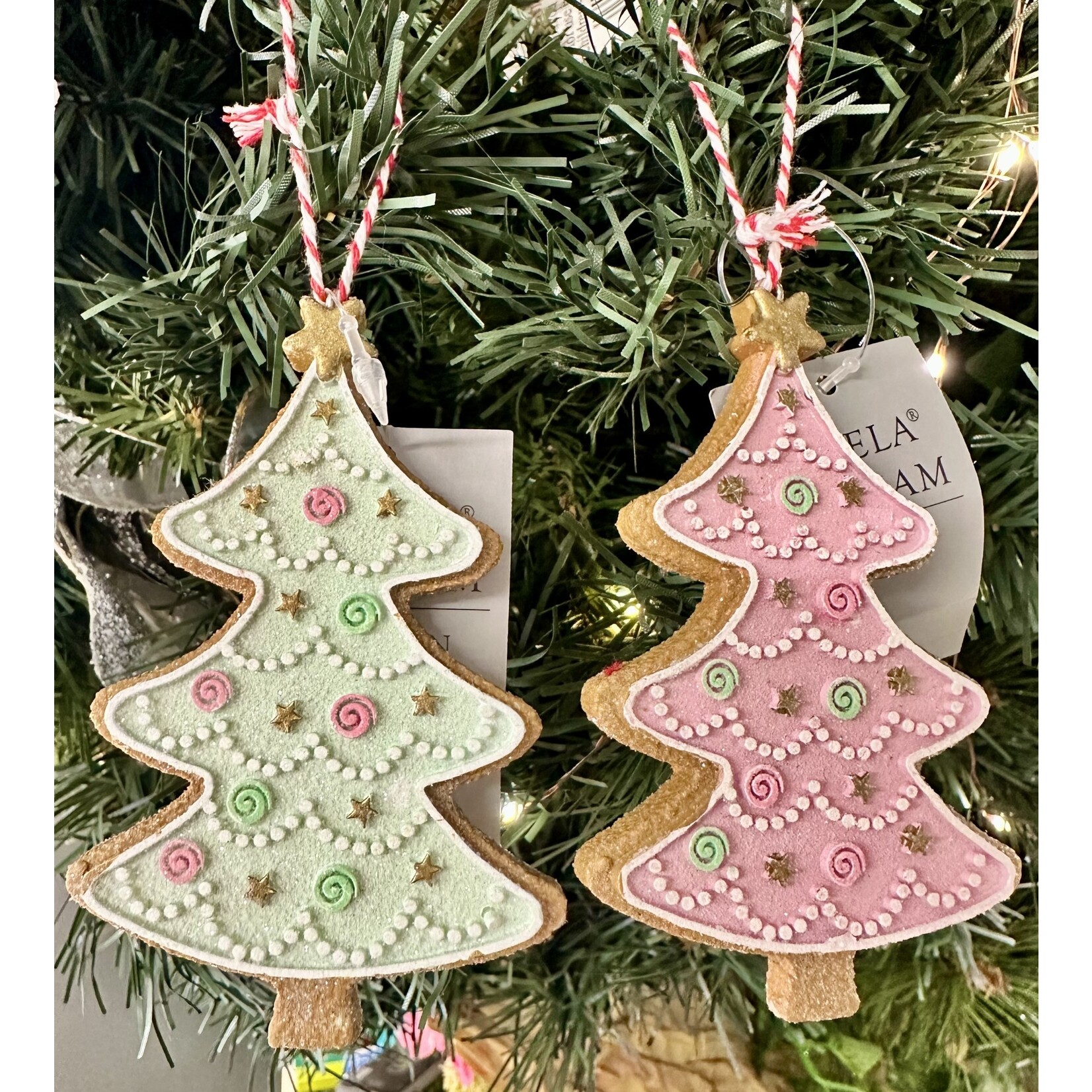 Pink Candyland Pastel Resin Gingerbread Tree Hanging Decoration - 2 designs (sold separately)