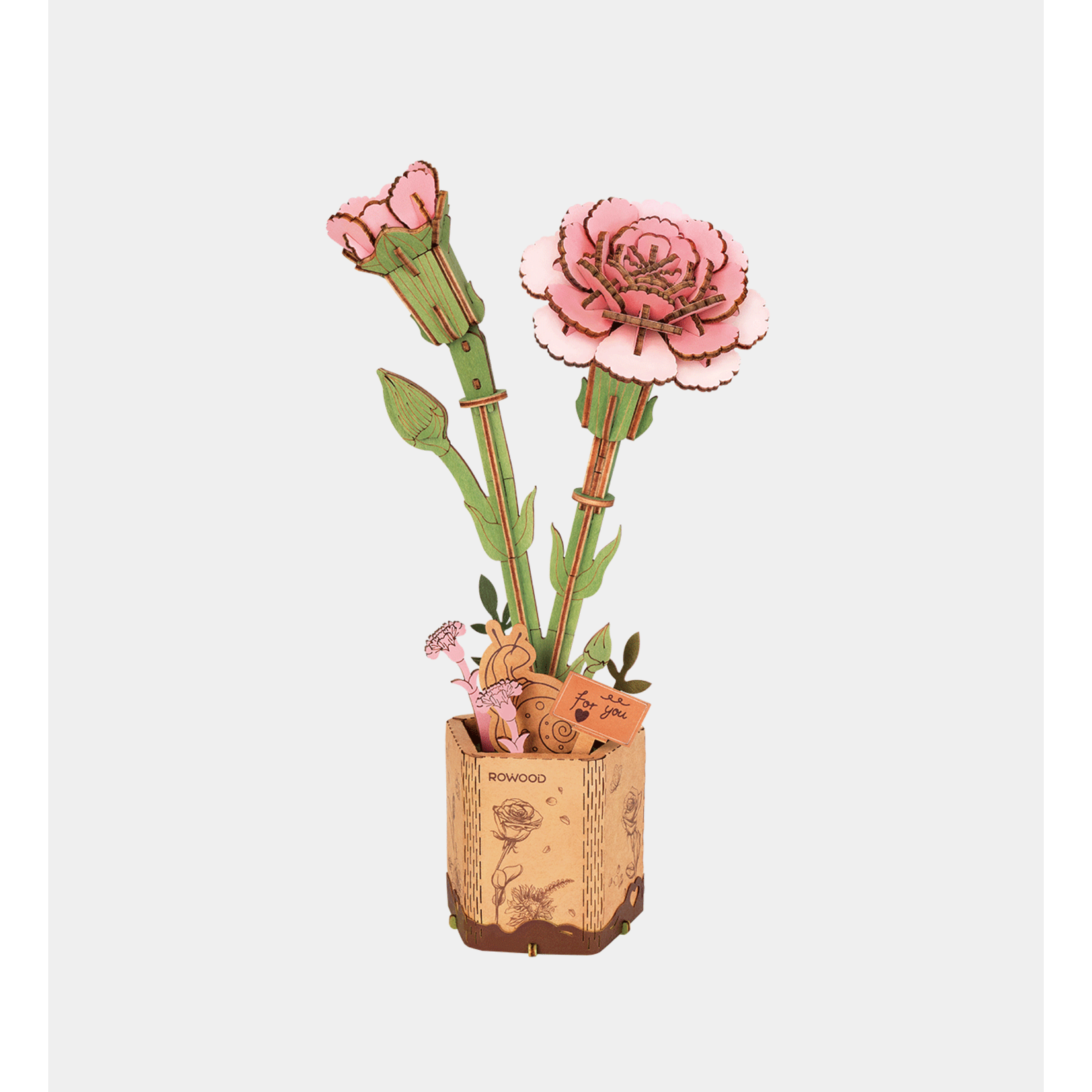 ROWOOD ROWOOD Pink Carnation Wooden Bloom Craft